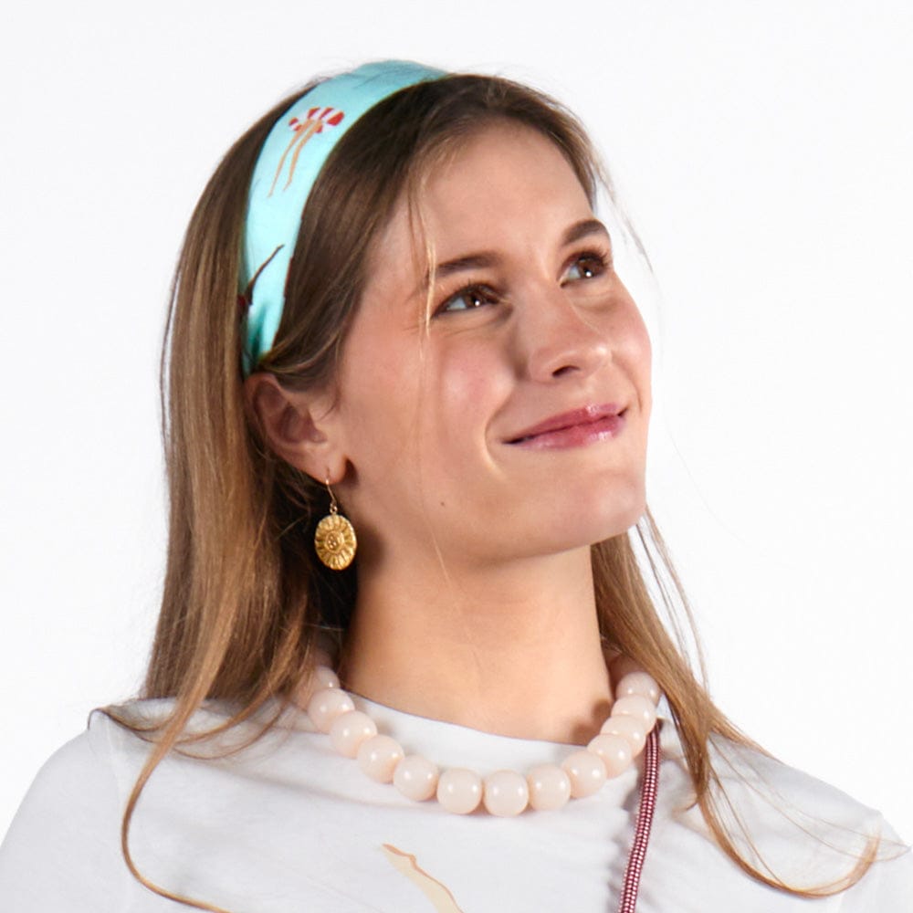 Mara Round Sunflower Dangle Earrings Brass Dangle