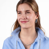 Maren Crystal Necklace With Alternating Brass Beads Blue + Gold Single Strand