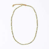 Maren Crystal Necklace With Alternating Brass Beads Mint + Gold Single Strand