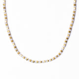 Maren Crystal Necklace With Alternating Brass Beads White + Gold Single Strand
