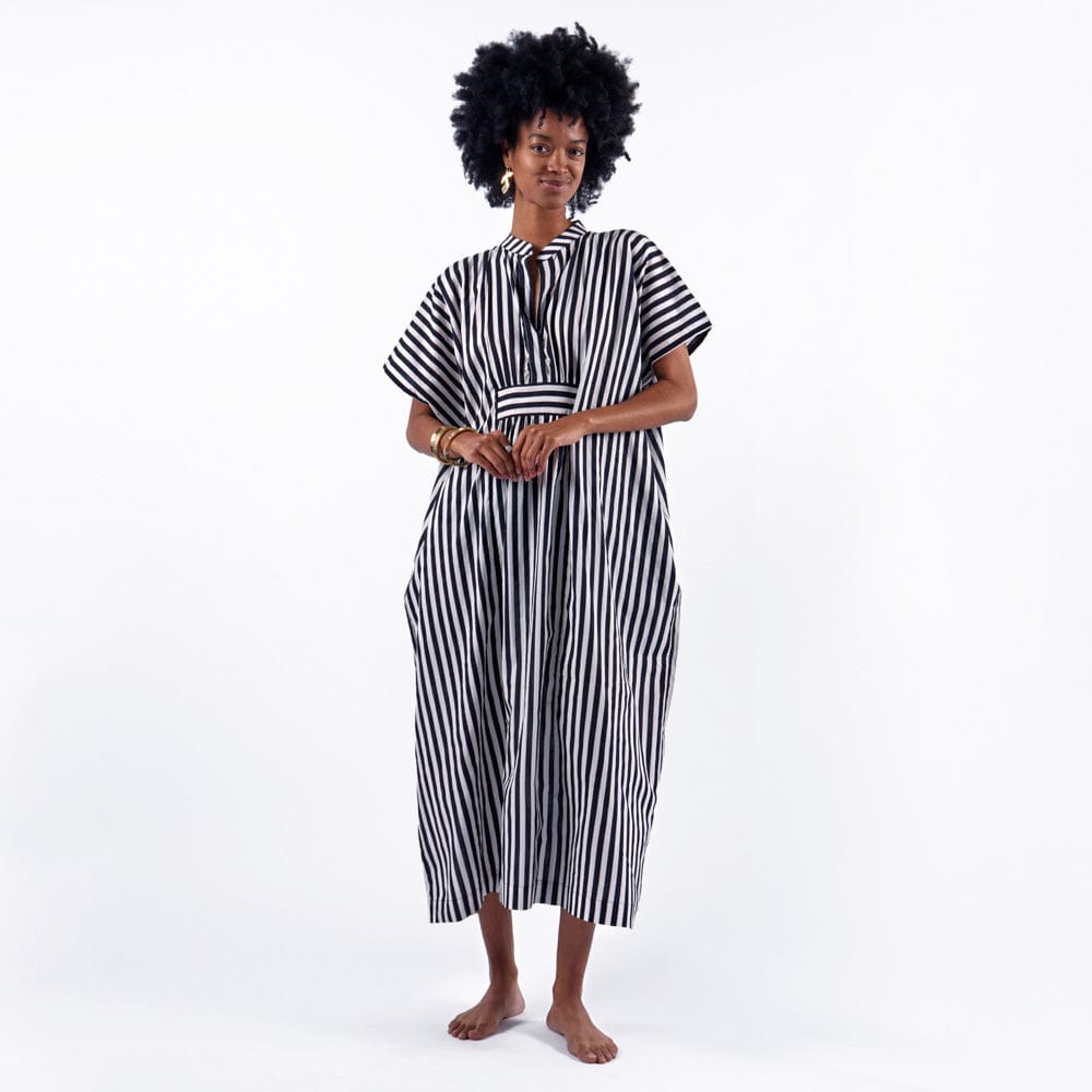 Margot Stripe Kaftan Black + White Kaftan