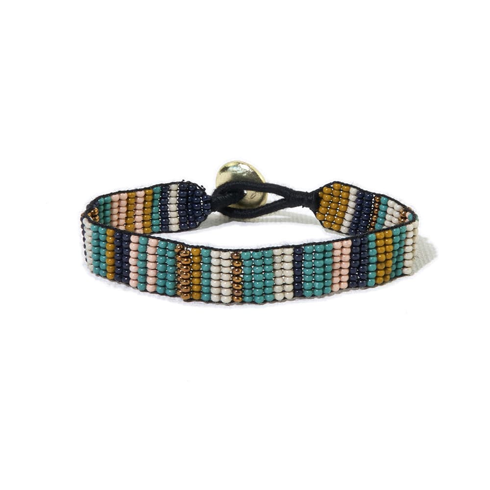 Margot Vertical Stripes Beaded Bracelet Navy Bracelet