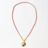 Maria Braided Necklace With Enamel Pendant Amore Red Pendant