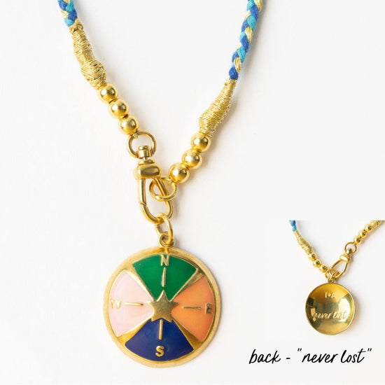 Maria Braided Necklace With Enamel Pendant Never Lost Blue Pendant