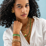 Maria Braided Necklace With Enamel Pendant Shine Bright Green Pendant