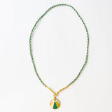 Maria Braided Necklace With Enamel Pendant Shine Bright Green Pendant