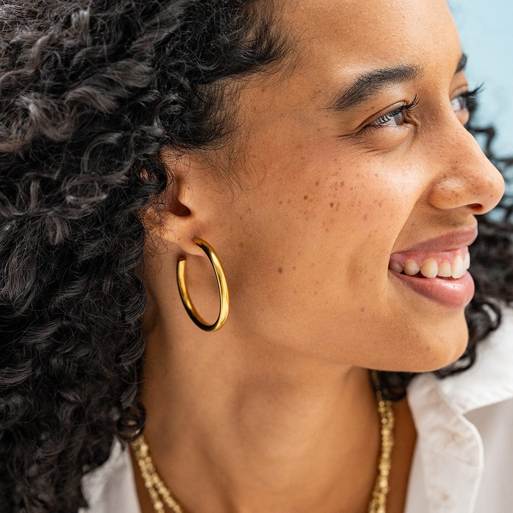 Marianne Everyday Large Chunky Hoop Earrings Brass Brass Hoops