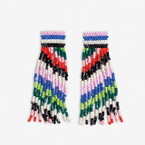 Marilyn Diagonal Stripes Beaded Fringe Earrings Rio