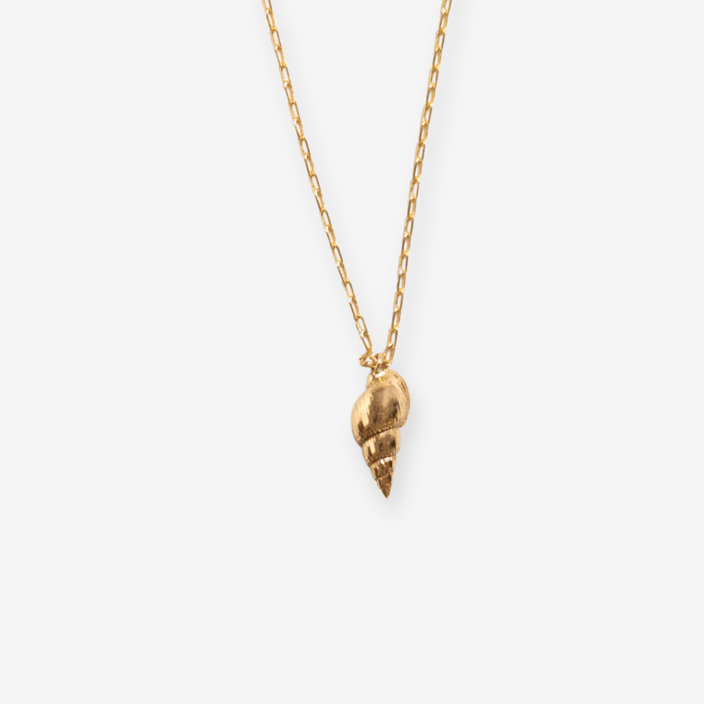 Marina Spiral Shell Pendant Necklace Brass