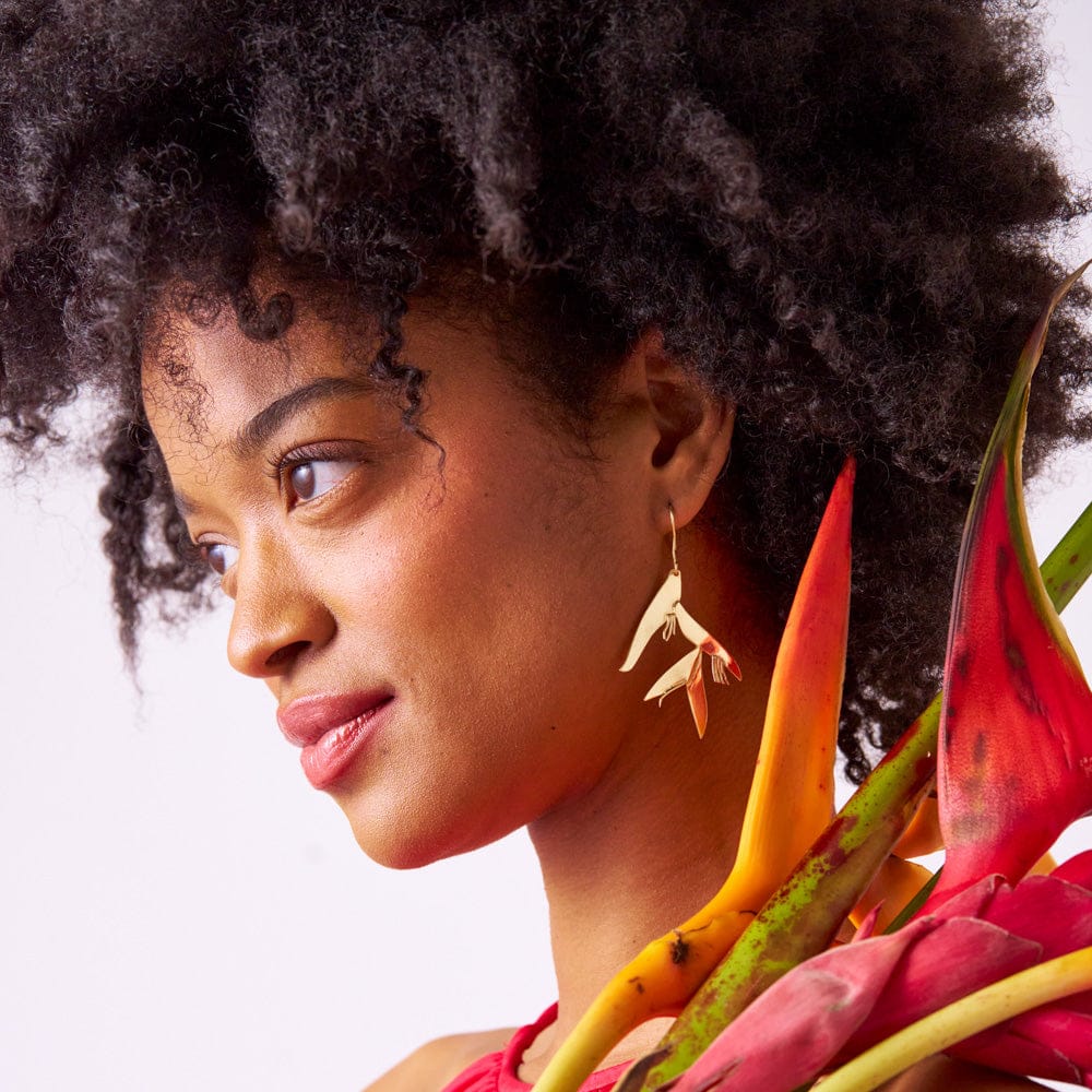 Marisol Birds Of Paradise Dangle Earrings Brass Dangle