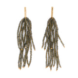 Marissa Brass + Bead Fringe Earrings Olive Fringe