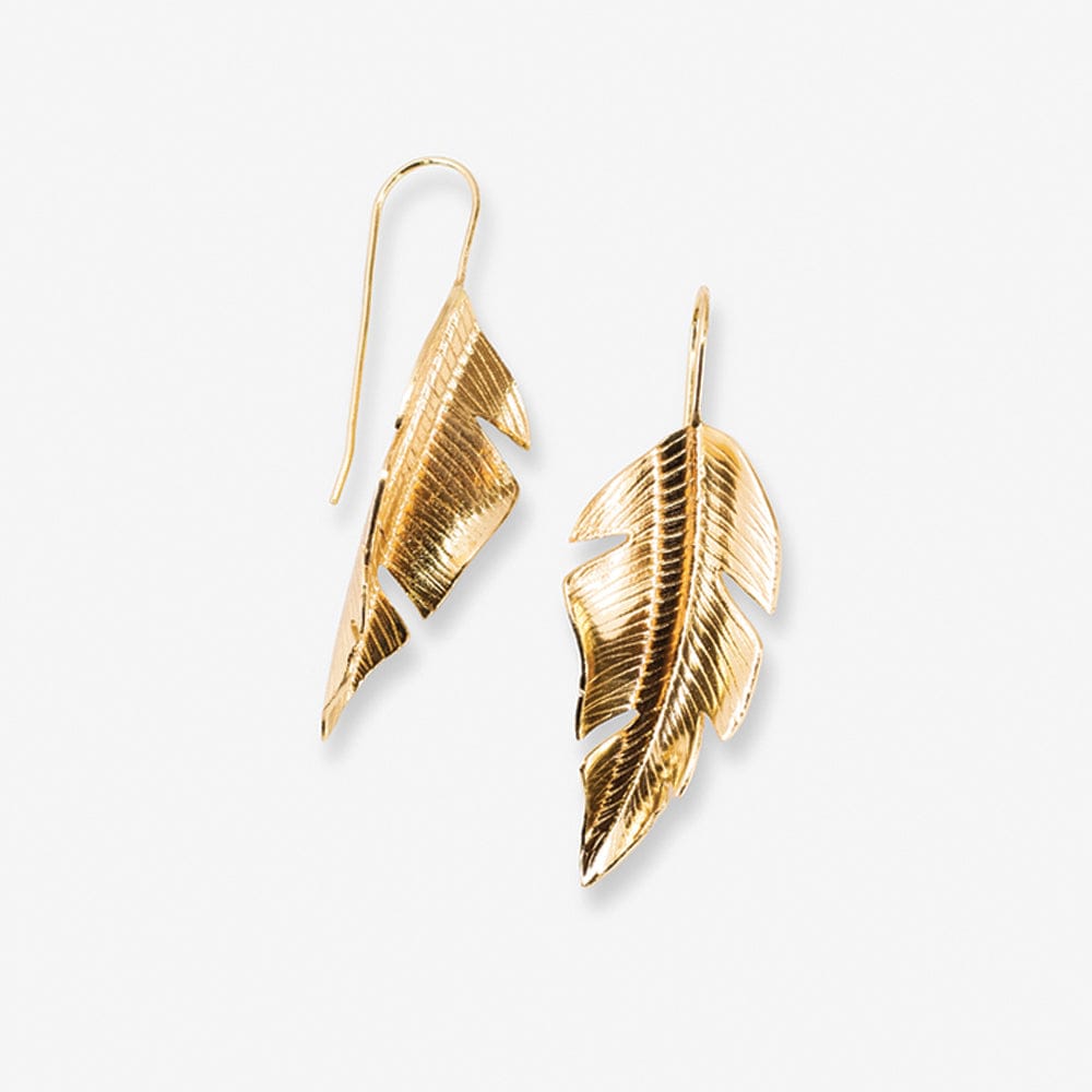 Marta Banana Leaf Threader Earrings Brass