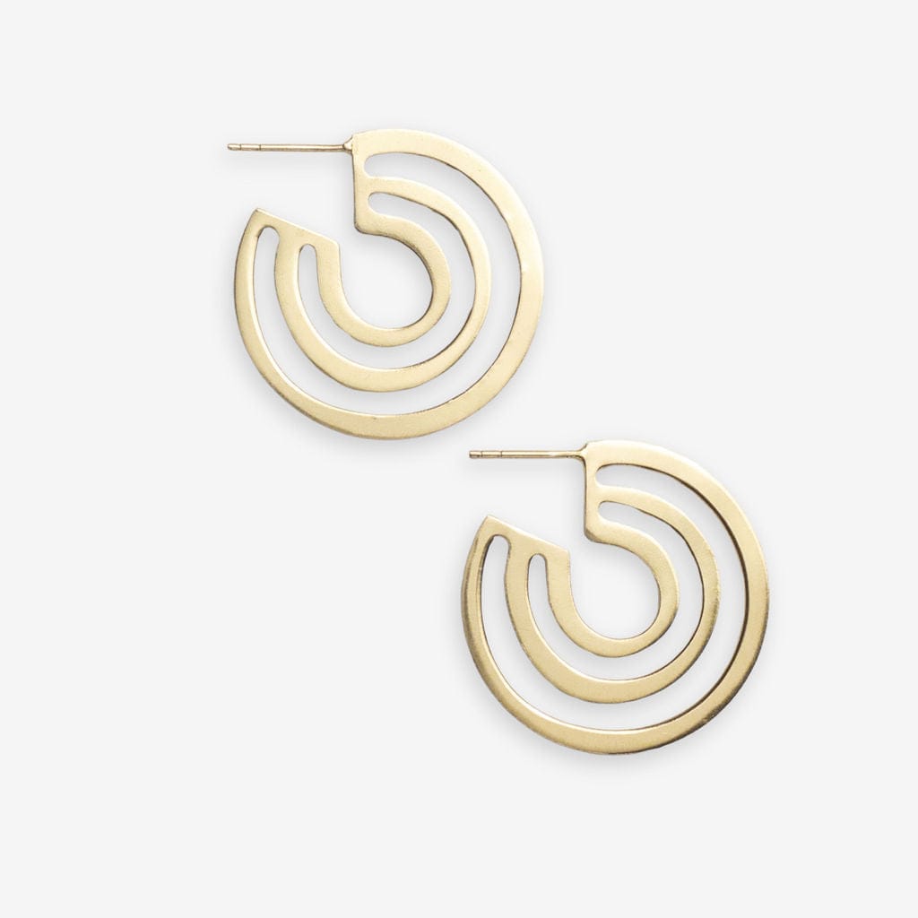 Martha Organic Three Circles Hoop Earrings Brass SMALL HOOP