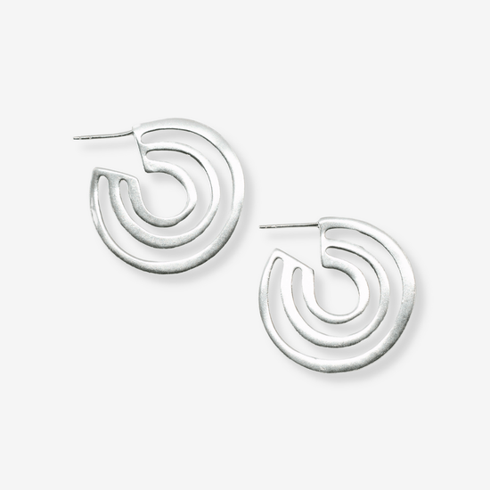 Load image into Gallery viewer, Martha Organic Three Circles Hoop Earrings Silver
