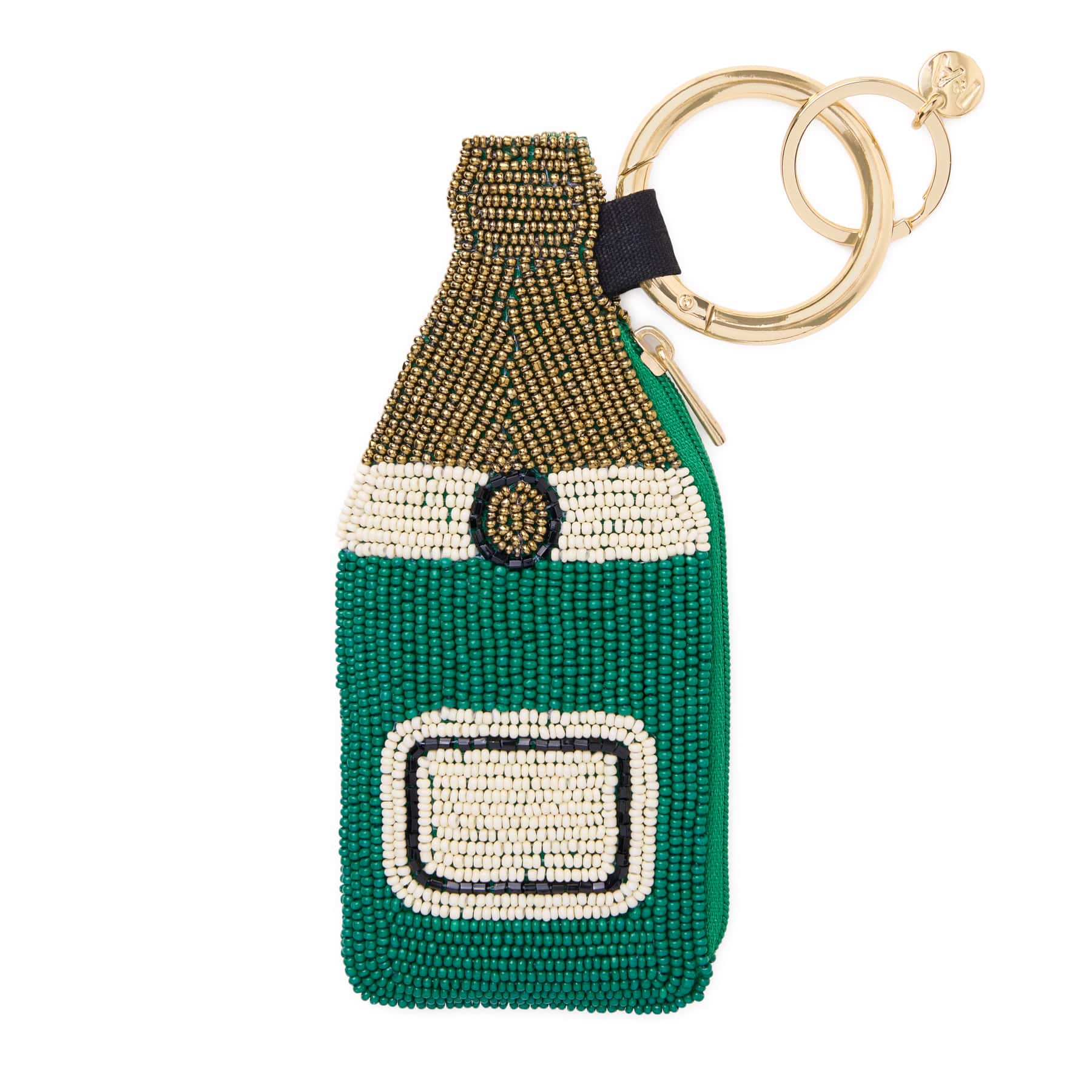Mary Champagne Bottle Beaded Coin Purse Green Coin Purse