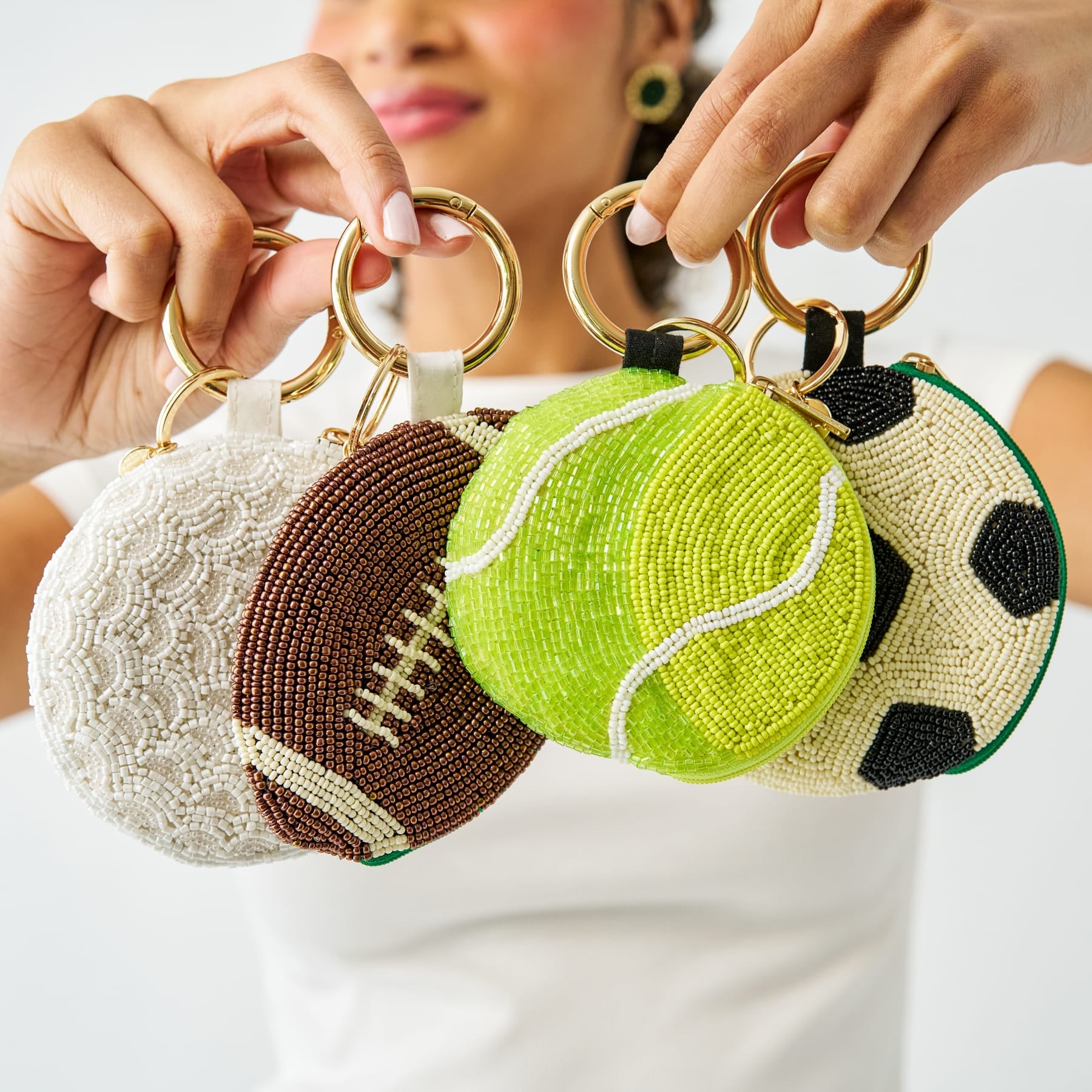 Mary Football Beaded Coin Purse Brown Coin Purse