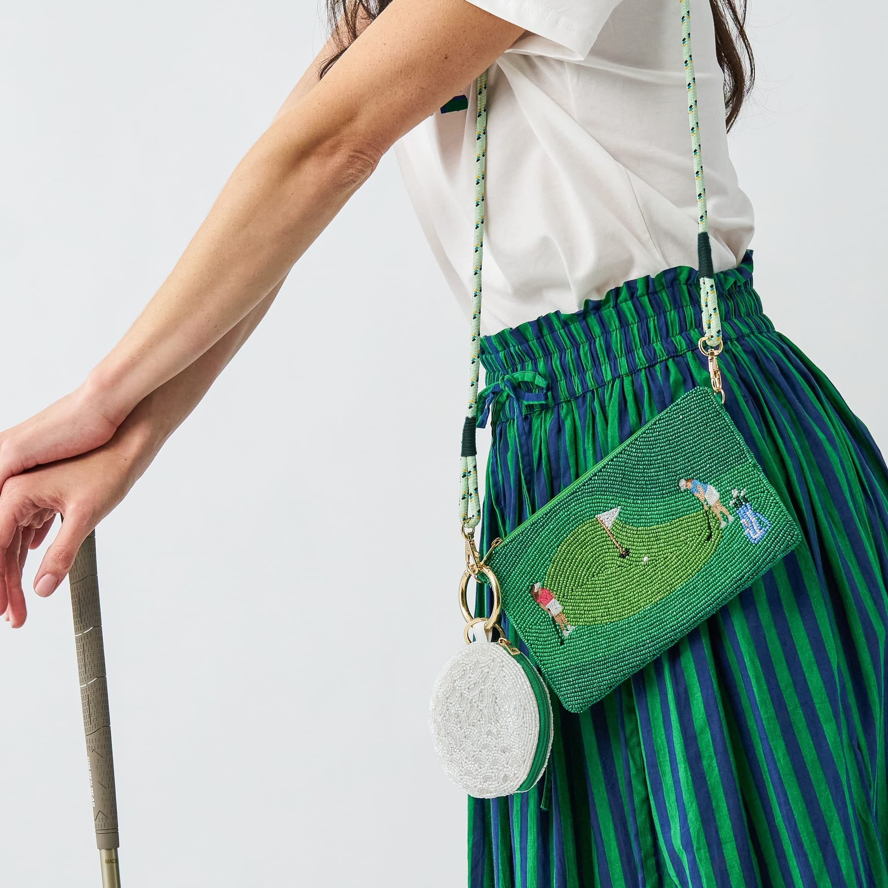 Mary Golf Beaded Coin Purse White Coin Purse