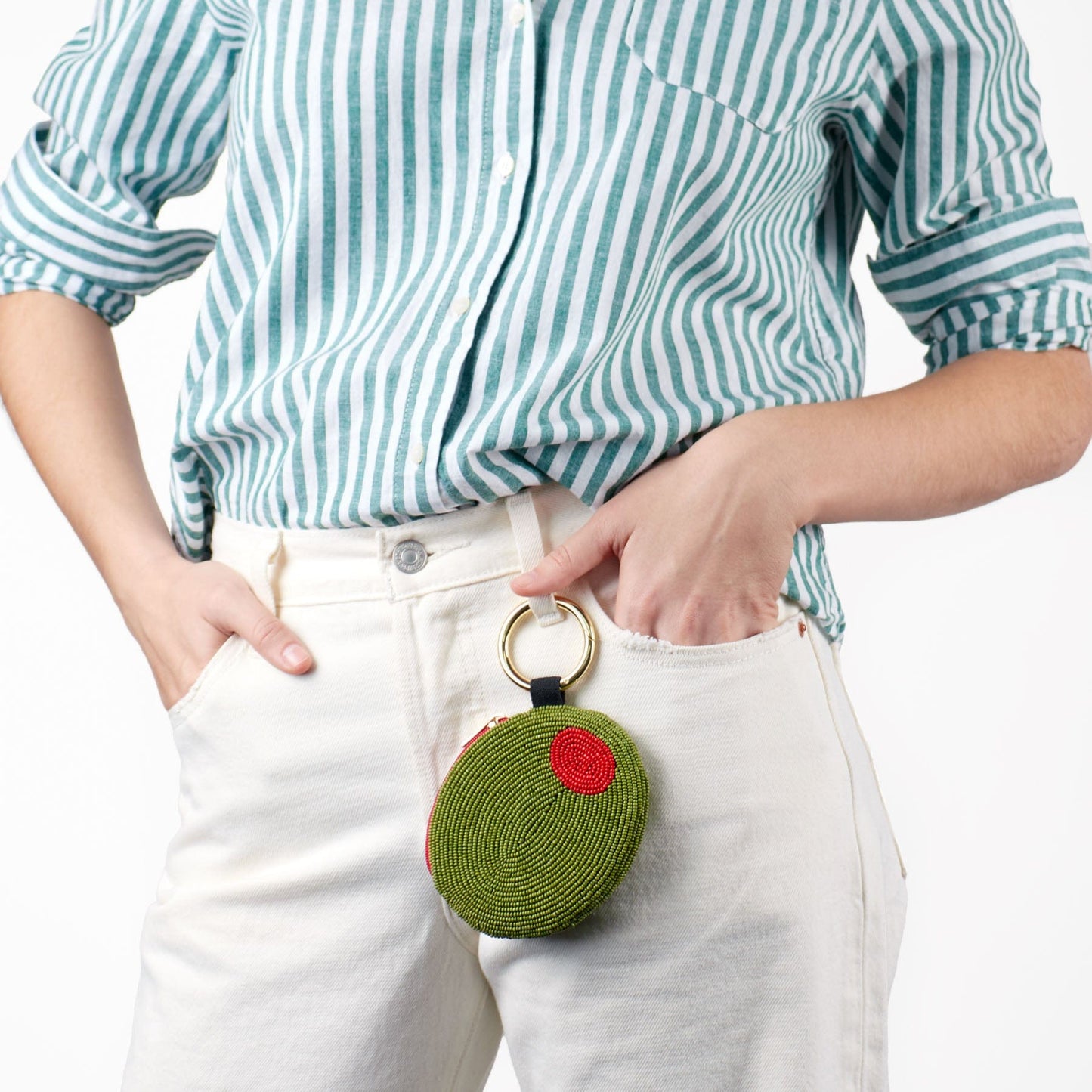 Mary Olive Beaded Coin Purse Green + Red Coin Purse