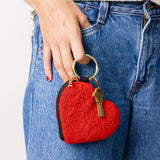 Mary Puffy Heart Seed Bead Coin Purse Red Coin Purse