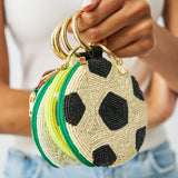Mary Soccer Beaded Coin Purse White + Black Coin Purse