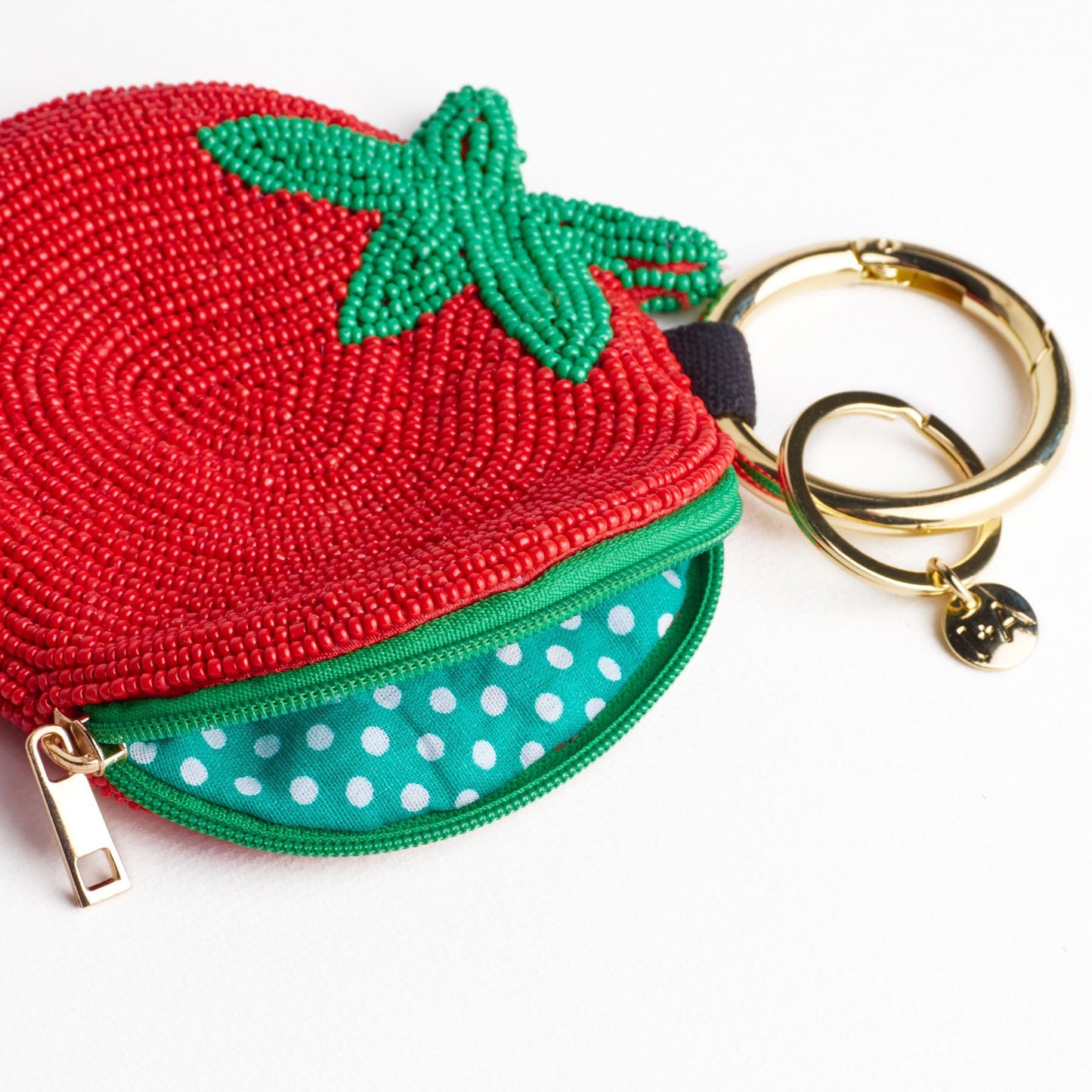 Mary Tomato Beaded Coin Purse Red + Green Coin Purse