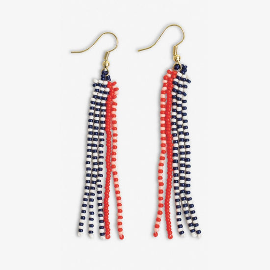 Melissa Speckled Border With Solid Middle Beaded Fringe Earrings Poppy Fringe Earrings