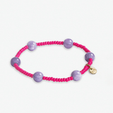 Mia Small Seed Bead With Round Stones Stretch Bracelet Hot Pink/Lilac Stretch