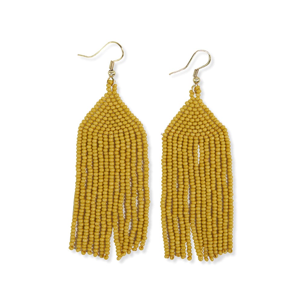 Load image into Gallery viewer, Michele Solid Beaded Fringe Earrings Yellow Earrings
