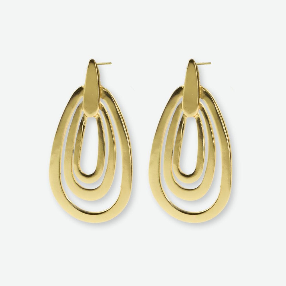 Mila Geometric 3-Tier Teardrop Earrings Brass – INK+ALLOY, LLC