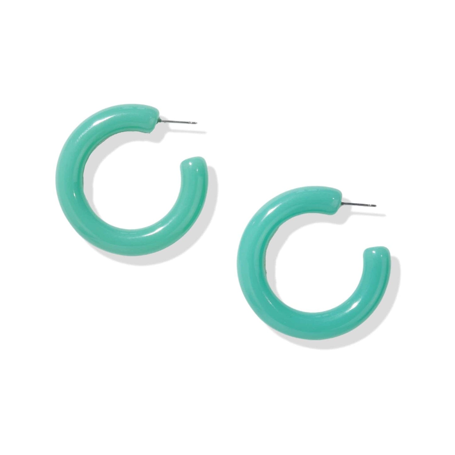Mint Simple Resin Hoop Earrings Earrings