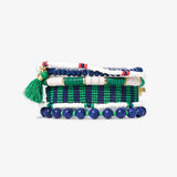 Mixed Bracelet Stack of 6 Navy and Kelly Green