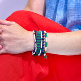 Mixed Bracelet Stack of 6 Navy and Kelly Green