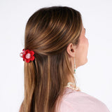 Molly Flower Beaded Hair Claw Clip Red + Pink Claw
