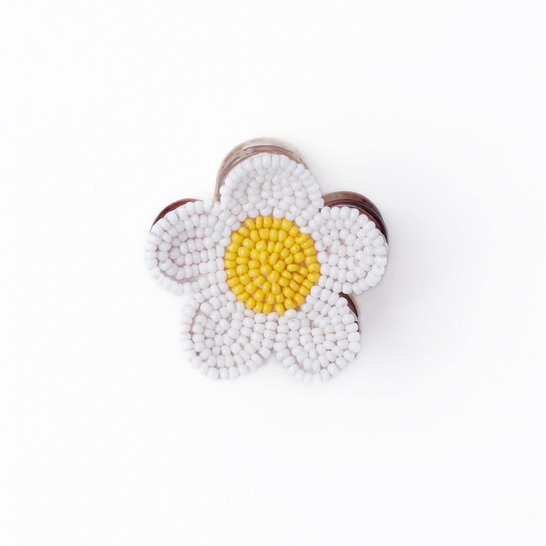 Molly Flower Beaded Hair Claw Clip White + Yellow Claw