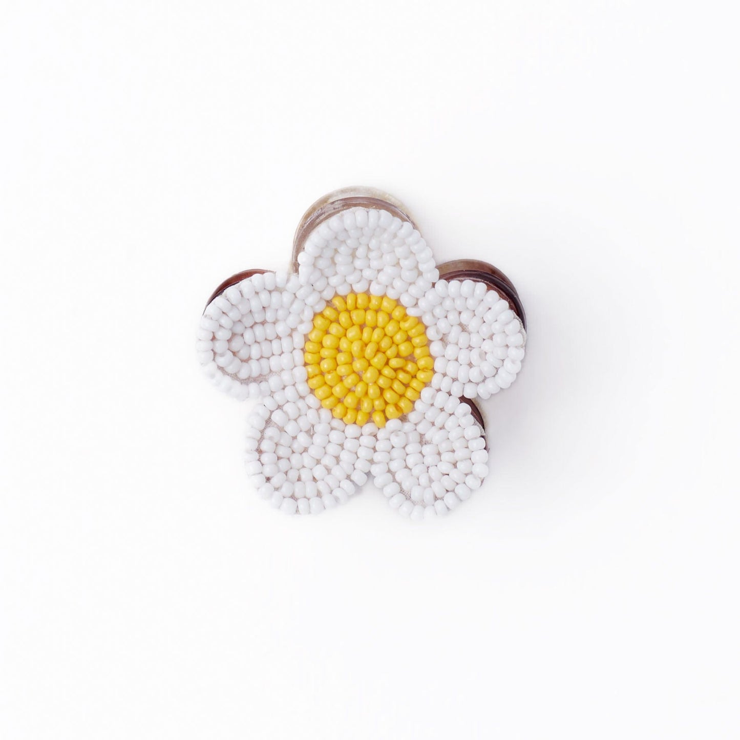 Molly Flower Beaded Hair Claw Clip White + Yellow Claw