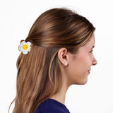 Molly Flower Beaded Hair Claw Clip White + Yellow Claw