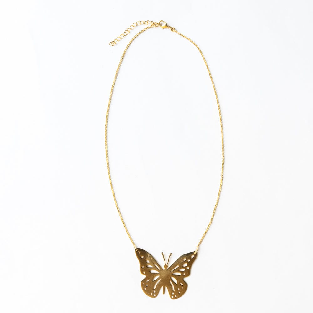 Monica Butterfly Pendant Necklace Brass Pendant