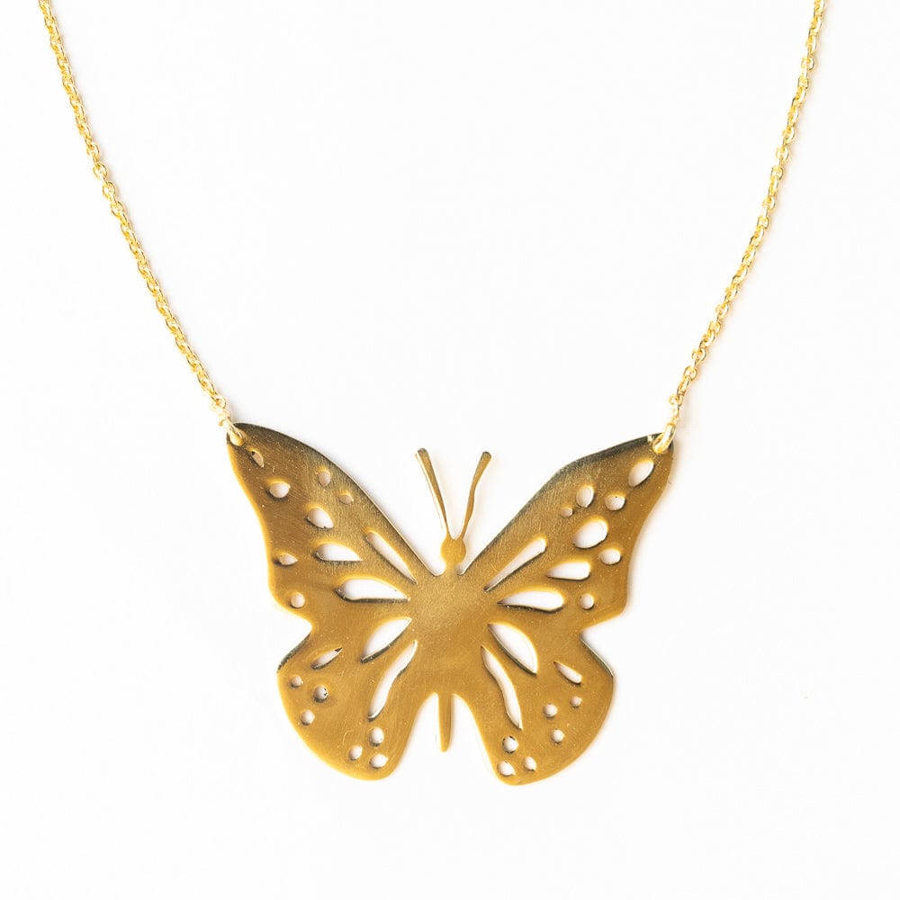 Monica Butterfly Pendant Necklace Brass Pendant