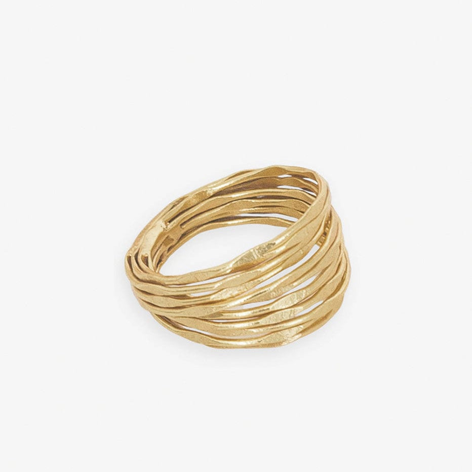 Morgan Brass Multi-Layer Organic Textured Ring 18k Size 8 RING