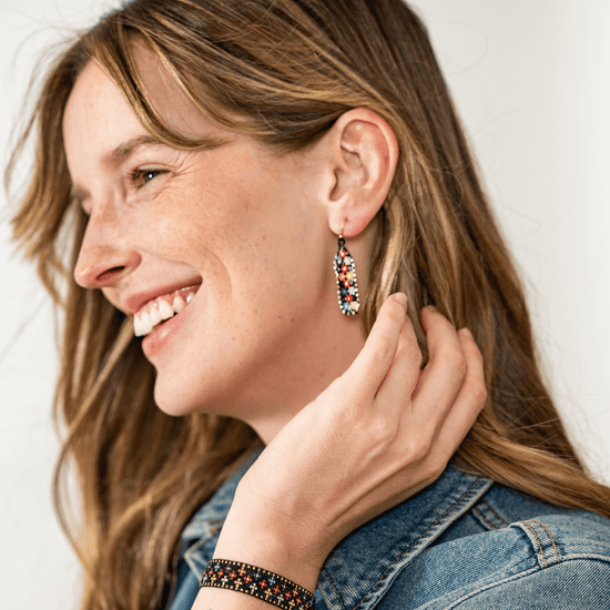 Nadia Floral Design Petite Luxe Earring Black Drop