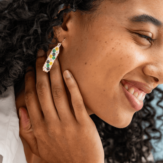 Nadia Floral Design Petite Luxe Earring Ivory Drop