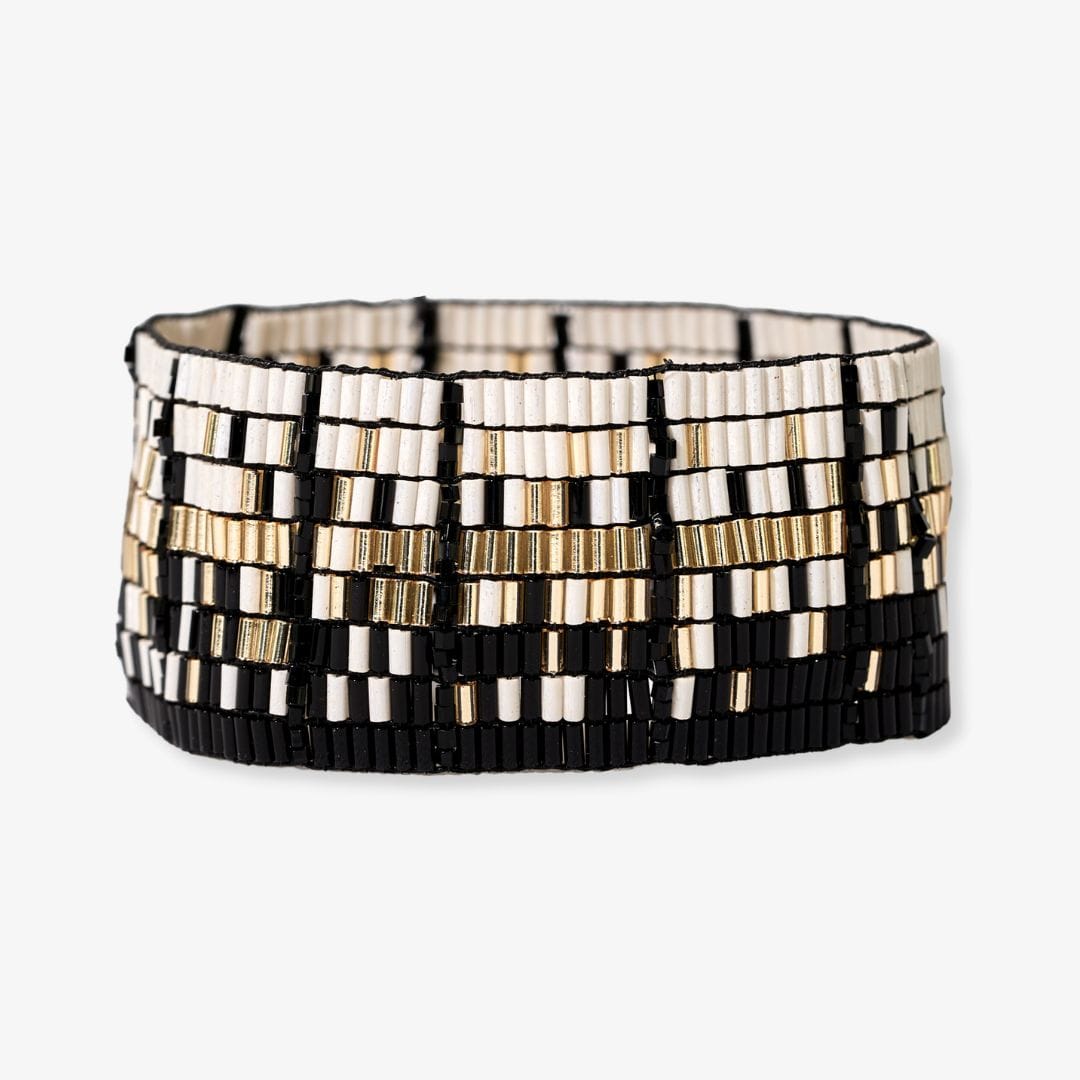 Natalia Mixed Luxe Bead Gradient Stretch Bracelet Black/White Bracelet