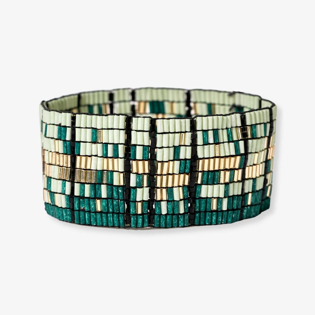 Natalia Mixed Luxe Bead Gradient Stretch Bracelet Emerald Bracelet