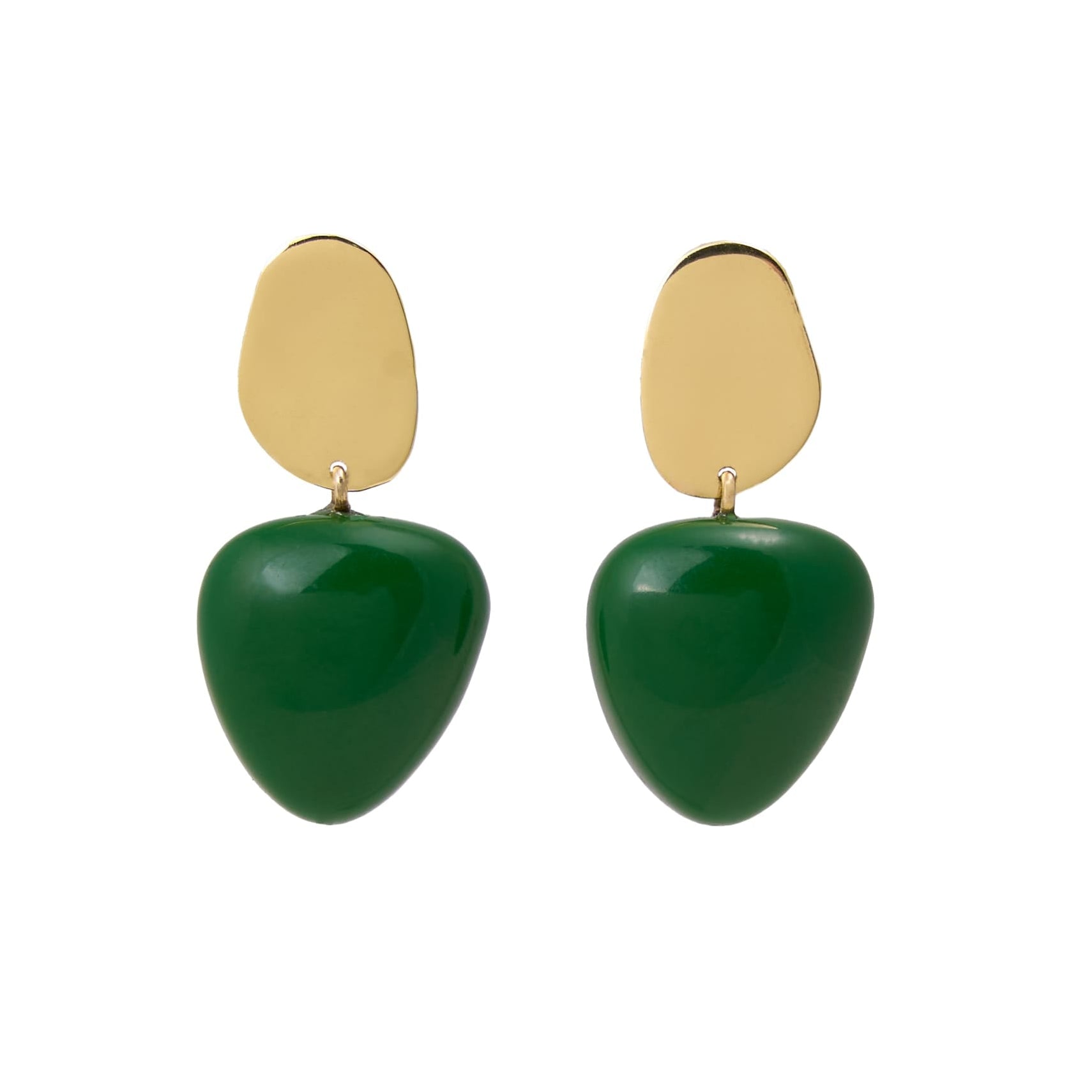 Nina Resin Gold Post Drops Green Drop