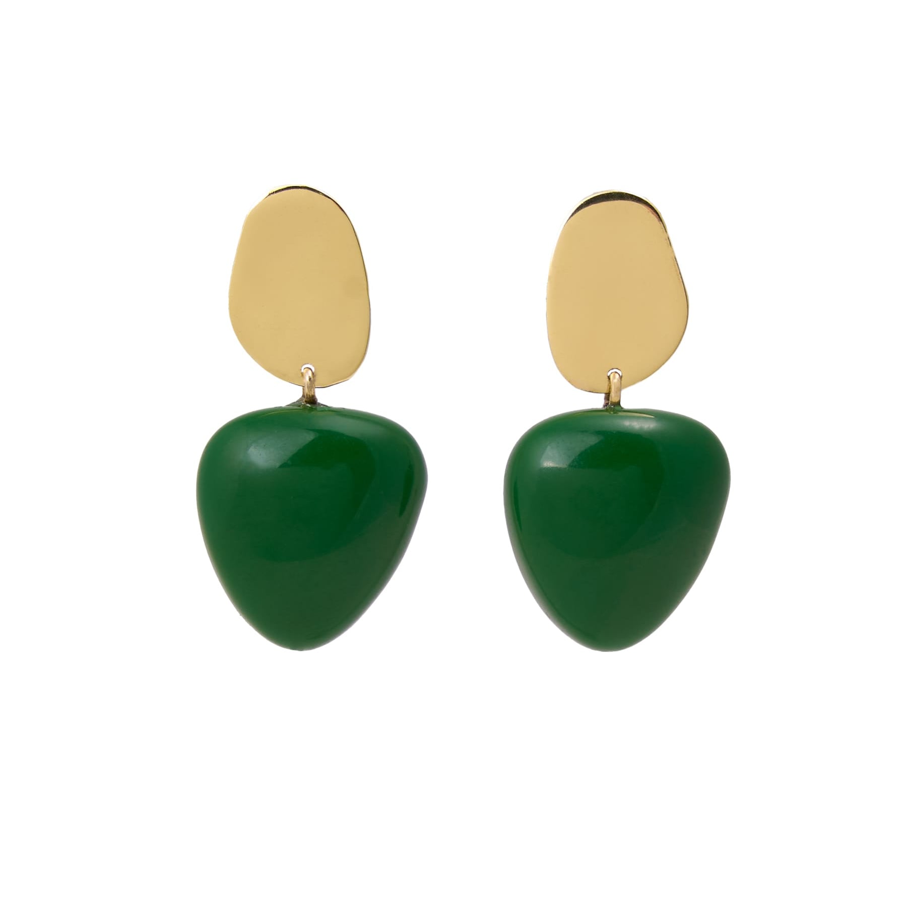 Nina Resin Gold Post Drops Green Drop