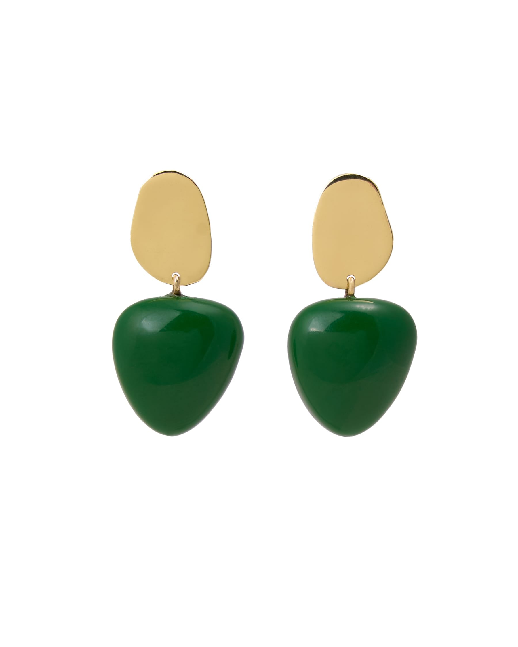 Nina Resin Gold Post Drops Green Drop