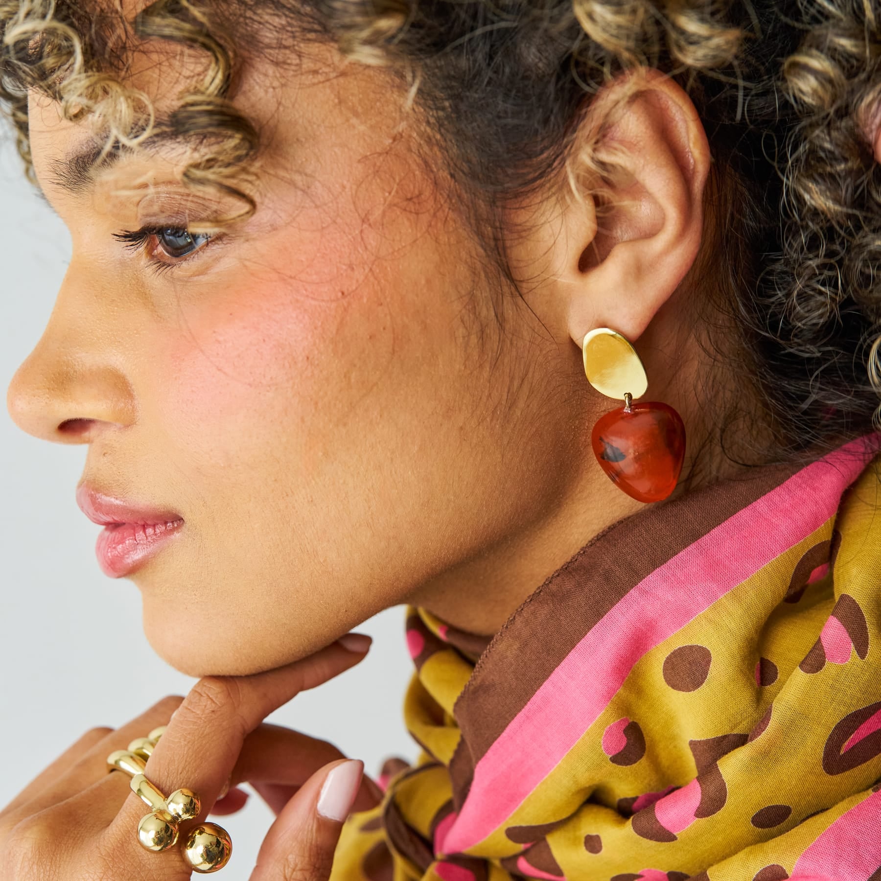 Nina Resin Gold Post Drops Tortoise Drop