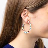 Nora Checkered Beaded Hoop Earrings Rio