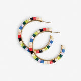 Nora Checkered Beaded Hoop Earrings Rio