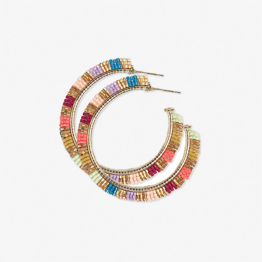 Nora Striped Hoop Earrings Gold Earrings